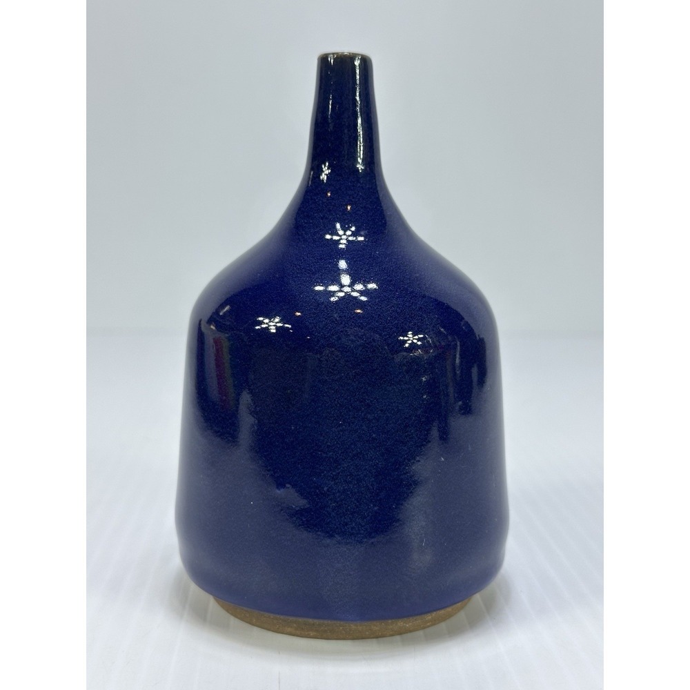 STUDIO POTTERY VASE DEEP BLUE SIGNED UNKNOWN MAKER ZF